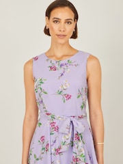 Μωβ - Yumi Floral Print Μίντι φόρεμα σκέιτερ - Εικόνα 3 από 4
