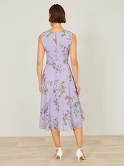 Μωβ - Yumi Floral Print Μίντι φόρεμα σκέιτερ - Εικόνα 4 από 4