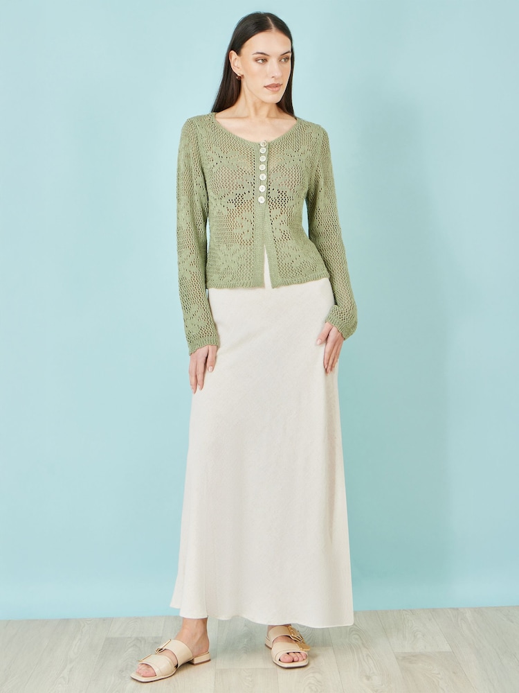 Yumi Natural Viscose Maxi Skirt - Image 1 of 3 Yumi Natural Viscose Maxi Skirt - Image 1 of 3