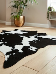 Think Rugs Black Faux Fur Cow Faux Animal Rug - Image 2 of 6