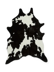Think Rugs Black Faux Fur Cow Faux Animal Rug - Image 3 of 6