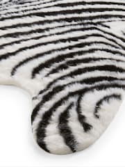 Think Rugs Black Faux Fur Zebra Faux Animal Rug - Image 5 of 6