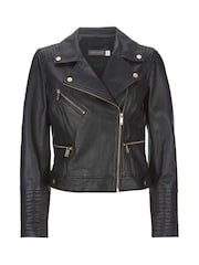 Mint Velvet Black Leather Biker Jacket - Image 10 of 10