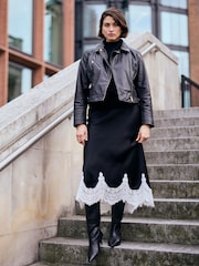 Mint Velvet Black Leather Biker Jacket - Image 4 of 10