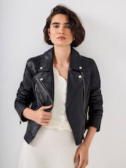 Mint Velvet Black Leather Biker Jacket - Image 6 of 10