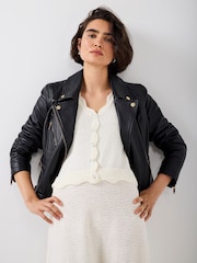 Mint Velvet Black Leather Biker Jacket - Image 9 of 10