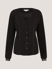 Monsoon Black Laney Lace Linen Blend Top - Image 5 of 5