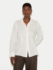 Jigsaw White Linen Pleated Waist Shirt - Image 1 of 5