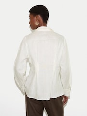 Jigsaw White Linen Pleated Waist Shirt - Image 4 of 5