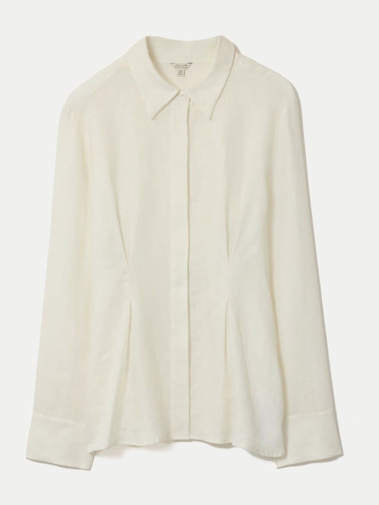 Jigsaw White Linen Pleated Waist Shirt - Image 5 of 5