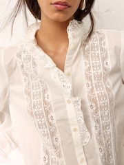BHOEM Cream Romantic Cotton Shirt With Lace Inserts - Image 2 of 4