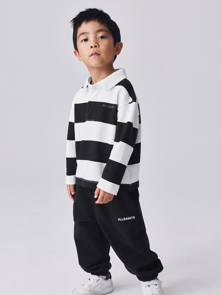 smALLSAINTS Black/White Striped Rugby Top And Joggers Set - Image 1 of 11