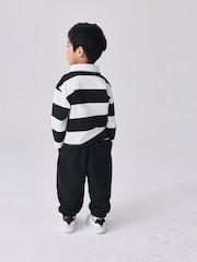 smALLSAINTS Black/White Striped Rugby Top And Joggers Set - Image 2 of 11