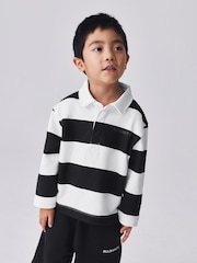 smALLSAINTS Black/White Striped Rugby Top And Joggers Set - Image 3 of 11