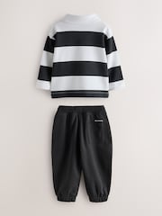 smALLSAINTS Black/White Striped Rugby Top And Joggers Set - Image 8 of 11