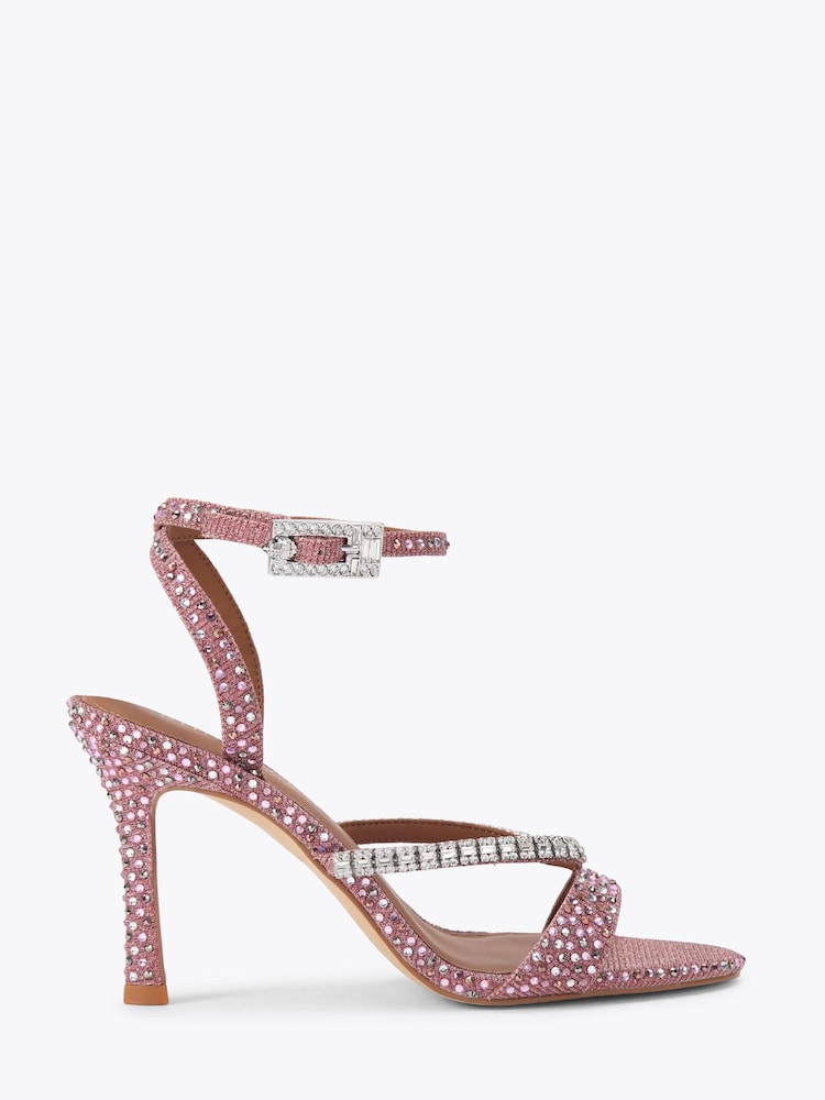 Kurt Geiger London Pink Crystal Strap 90 Sandals - Image 1 of 4 Kurt Geiger London Pink Crystal Strap 90 Sandals - Image 1 of 4