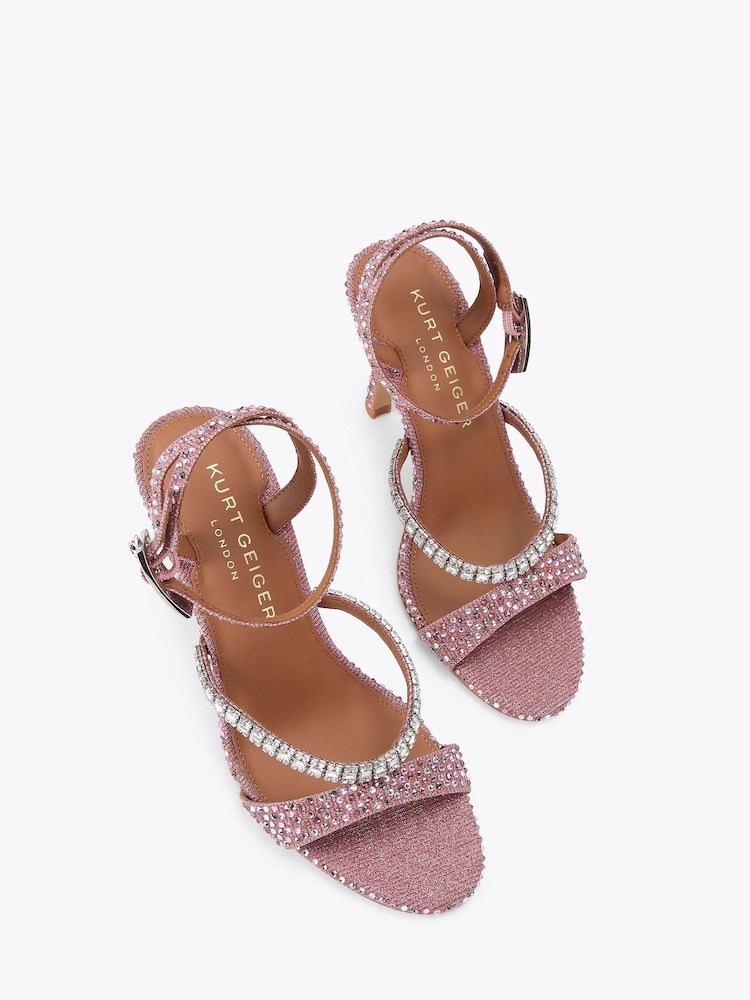 Kurt Geiger London Pink Crystal Strap 90 Sandals - Image 2 of 4 Kurt Geiger London Pink Crystal Strap 90 Sandals - Image 2 of 4