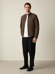 Brown Faux Suede Borg Lined Jacket - Image 2 of 8