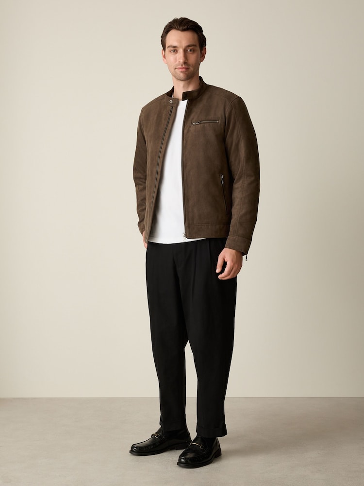 Brown Faux Suede Borg Lined Jacket - Image 2 of 8