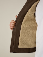 Brown Faux Suede Borg Lined Jacket - Image 6 of 8
