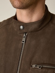 Brown Faux Suede Borg Lined Jacket - Image 7 of 8