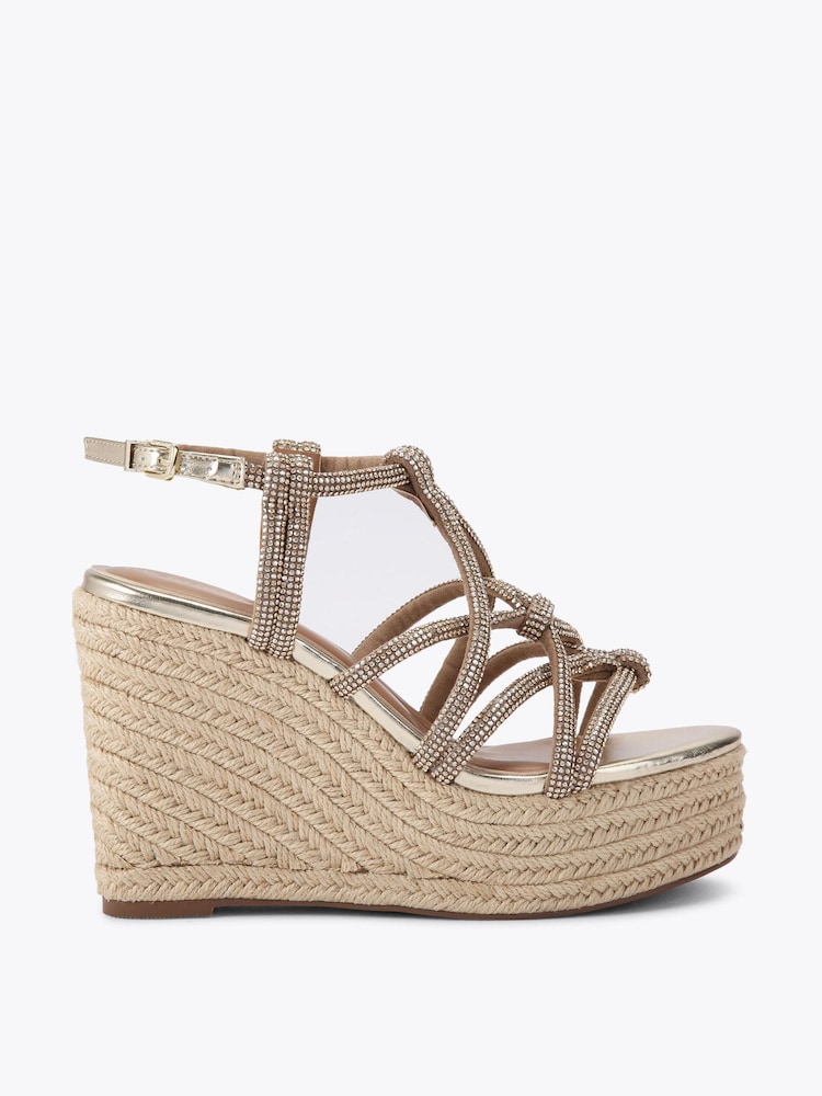 KG Kurt Geiger Gold Perla Wedge Sandals - Image 2 of 5