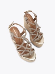 KG Kurt Geiger Gold Perla Wedge Sandals - Image 3 of 5
