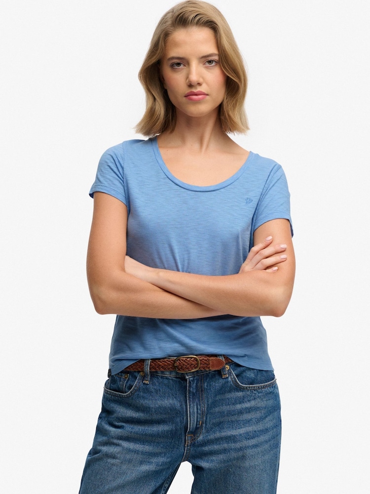 Superdry Light Blue Studios Scoop Neck T-Shirt - Image 1 of 7