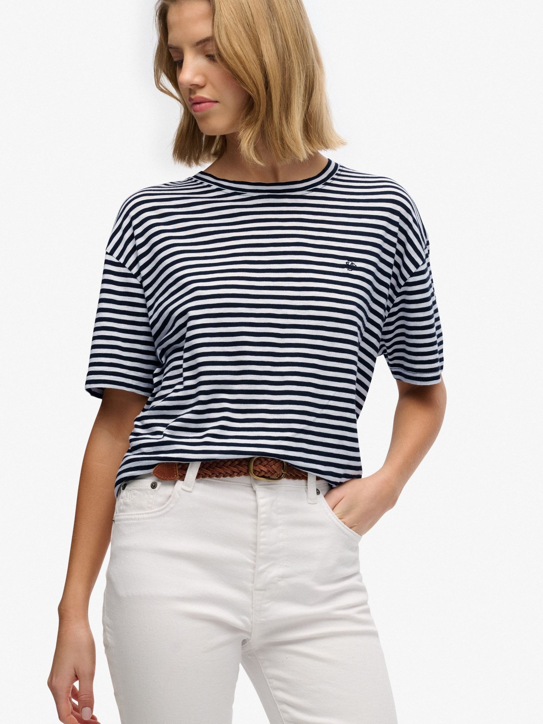 Superdry White T-Shirt Round Neck Woman Studios - Image 3