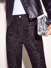 Friends Like These Black Snake Print Slim Flocked Denim Jeans - Image 1 of 6