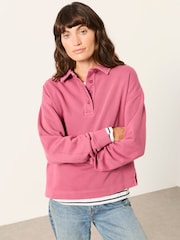 FatFace Dark Pink Quarter Neck Collared Sweat Top - Image 1 of 6