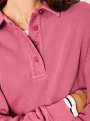 FatFace Dark Pink Quarter Neck Collared Sweat Top - Image 3 of 6