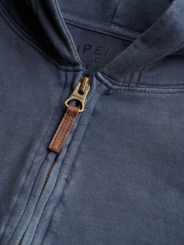 Superdry Blue Classic Essential Zip Hoodie - Image 7 of 7