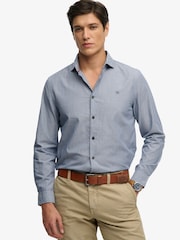 Superdry Blue Cut Away Poplin Long Sleeve Shirt - Image 1 of 6