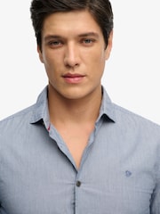 Superdry Blue Cut Away Poplin Long Sleeve Shirt - Image 3 of 6