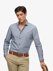 Superdry Blue Cut Away Poplin Long Sleeve Shirt - Image 4 of 6