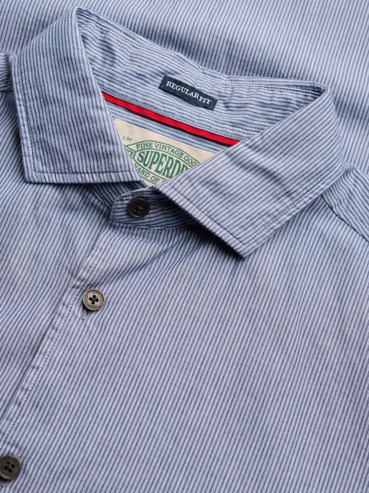 Superdry Blue Cut Away Poplin Long Sleeve Shirt - Image 6 of 6