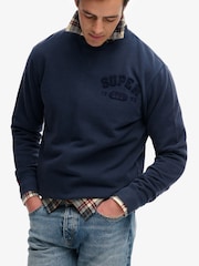 Superdry Blue Vintage Athletic Tonal Crew Sweatshirt - Image 4 of 7