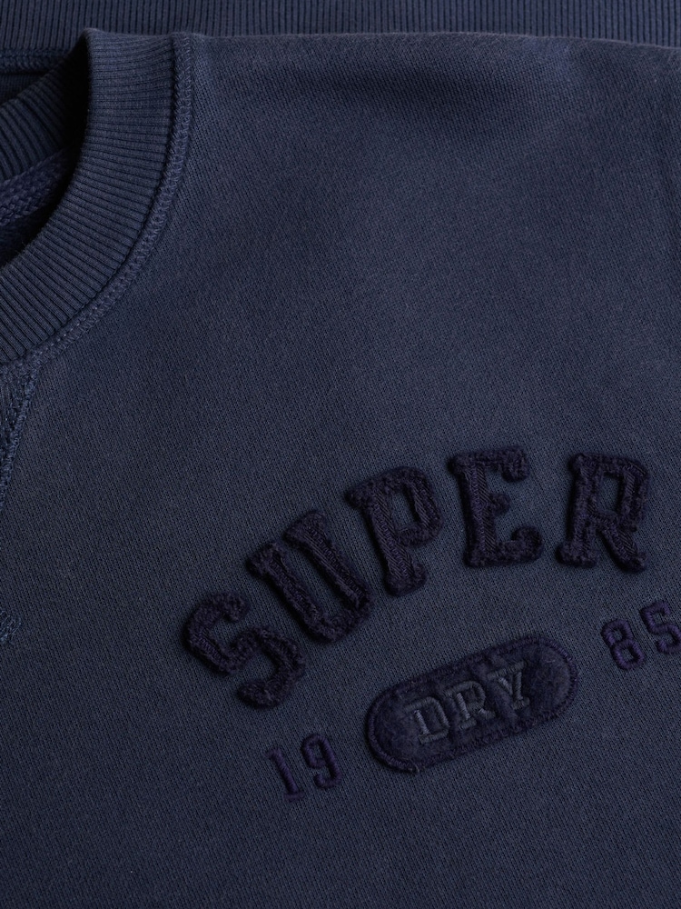 Superdry Blue Vintage Athletic Tonal Crew Sweatshirt - Image 7 of 7