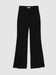 Reiss Black Leona Flared Knot-Hardware Belted Trousers - Image 2 of 6