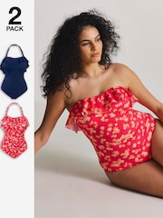 Simply Be Red Value Ruffle Swimsuits 2 Pack - Image 1 of 5
