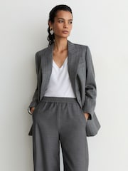Reiss Grey Elle Petite Elasticated-Waist Barrel-Leg Trousers - Image 5 of 9