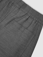 Reiss Grey Elle Petite Elasticated-Waist Barrel-Leg Trousers - Image 8 of 9