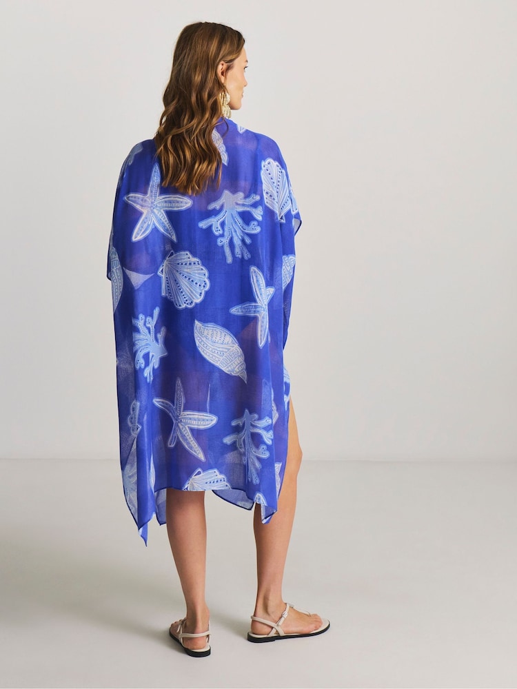 Simply Be Tie Front Shell Print Mini Kaftan - Image 2 of 4