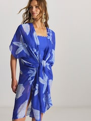 Simply Be Tie Front Shell Print Mini Kaftan - Image 3 of 4