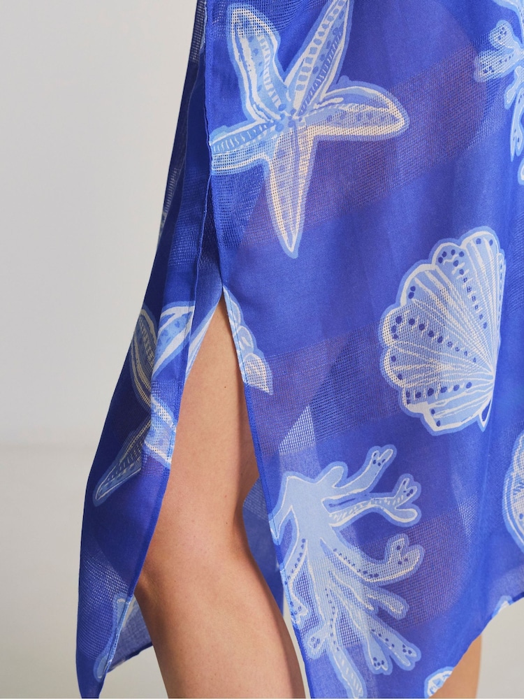 Simply Be Tie Front Shell Print Mini Kaftan - Image 4 of 4