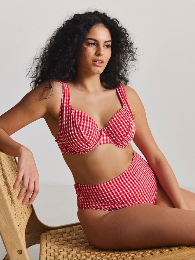 Simply Be Red Magisculpt Gingham Bikini Briefs - Image 1 of 4 Simply Be Red Magisculpt Gingham Bikini Briefs - Image 1 of 4
