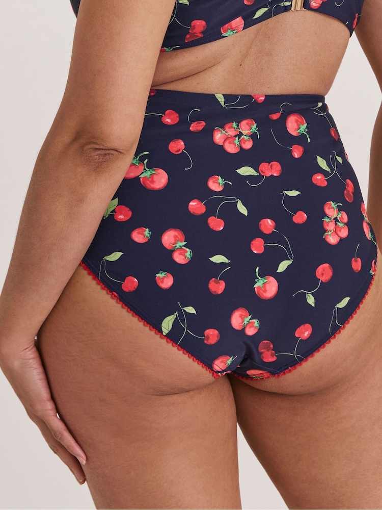 Simply Be Blue Cherry Print Bikini Briefs - Image 2 of 4
