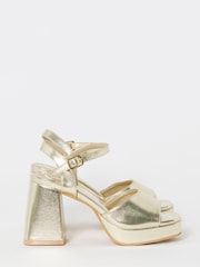 Simply Be Gold Wide Fit Platform Heels - Image 2 of 4