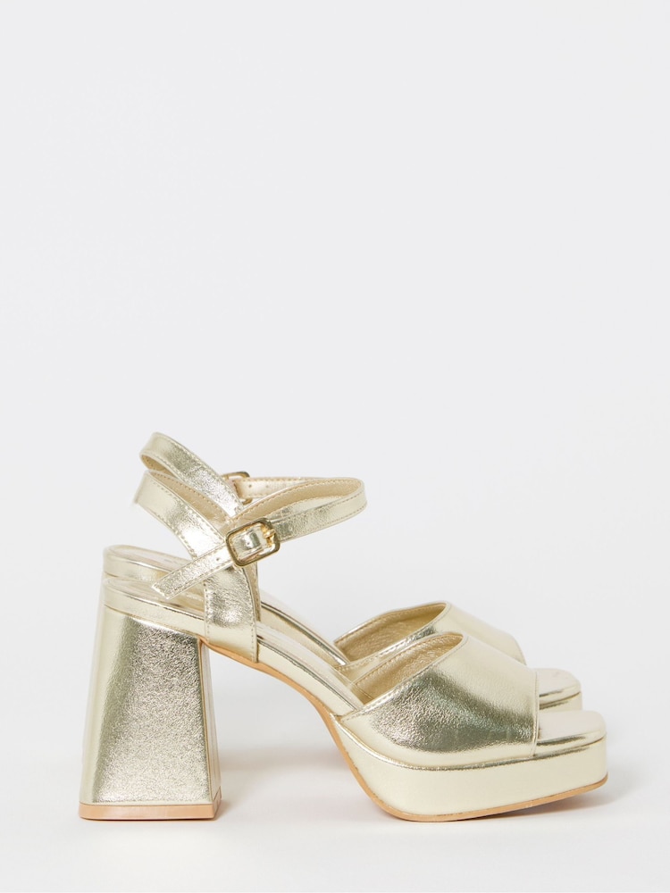 Simply Be Gold Wide Fit Platform Heels - Image 2 of 4 Simply Be Gold Wide Fit Platform Heels - Image 2 of 4